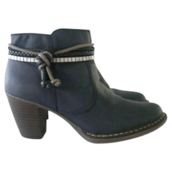 Rieker Women's Navy Blue Tassle Booties Size 40 / US 9 NWOB - Picture 1 of 8